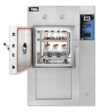 Front view of an open autoclave